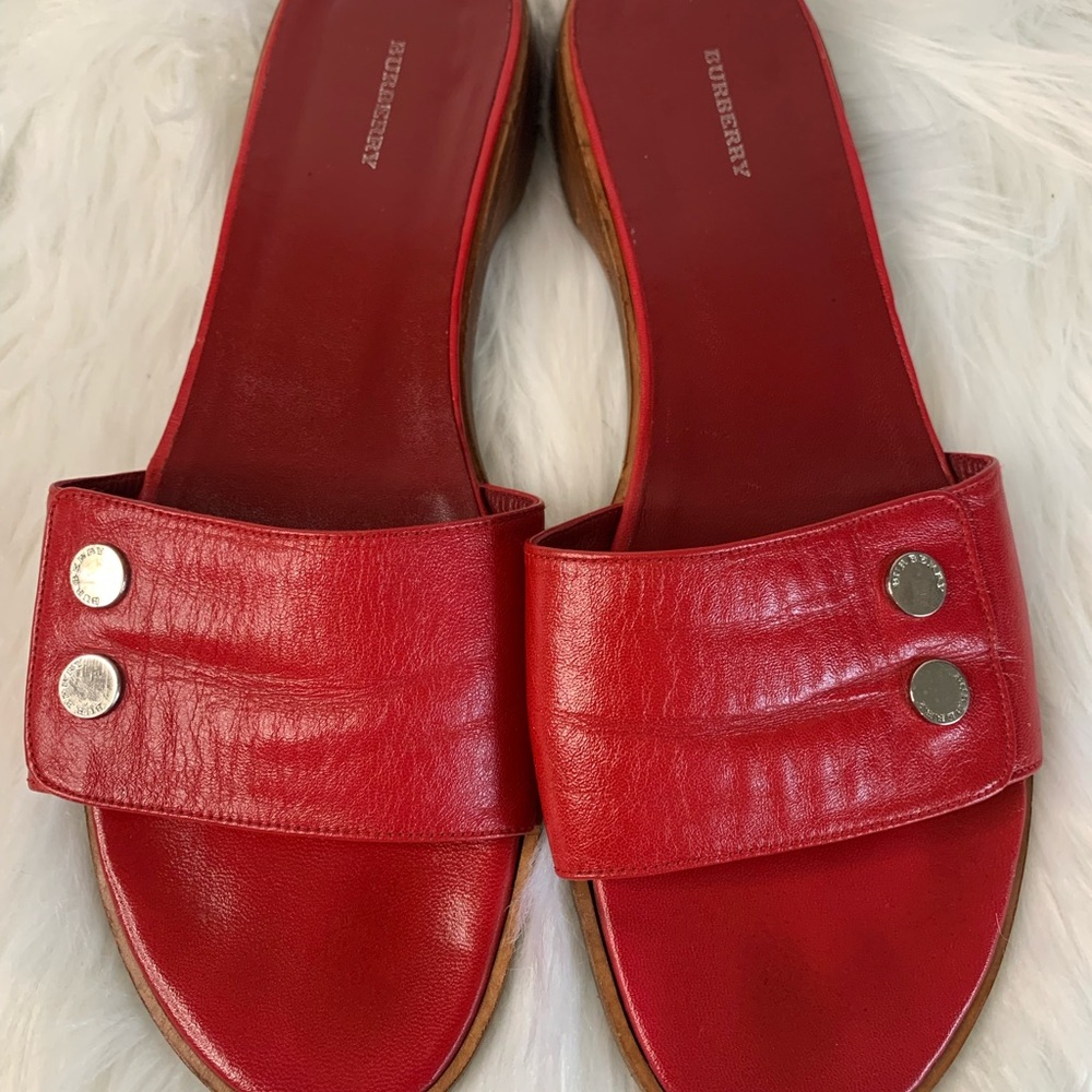 Burberry Red Leather Sandals